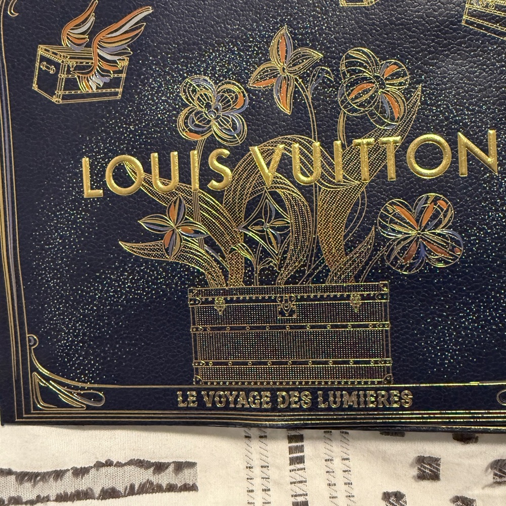 Louis Vuitton Navy and Gold Floral Design Shopping Bag